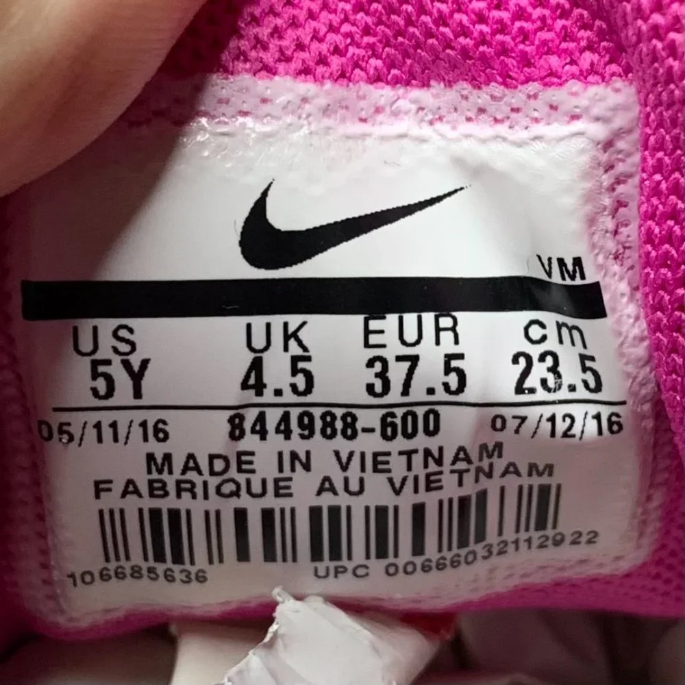 Nike Flex Experience RN 5 Pink Lace Up Sneakers Running Shoes Youth Size 5Y